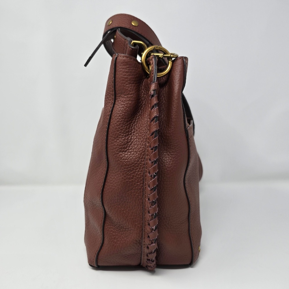 American Leather Co Luca Triple Entry Crossbody Bag Brown Leather Handbag Purse - Picture 2 of 16